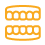 Yellow neon outline of two sets of teeth stacked vertically on a black background, resembling an icon or symbol, conveying a playful tone.